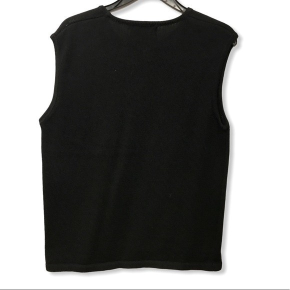 Vintage Terazzo Sweater Vest black Crew neck brown Tan animal print motif Size M - Picture 10 of 15